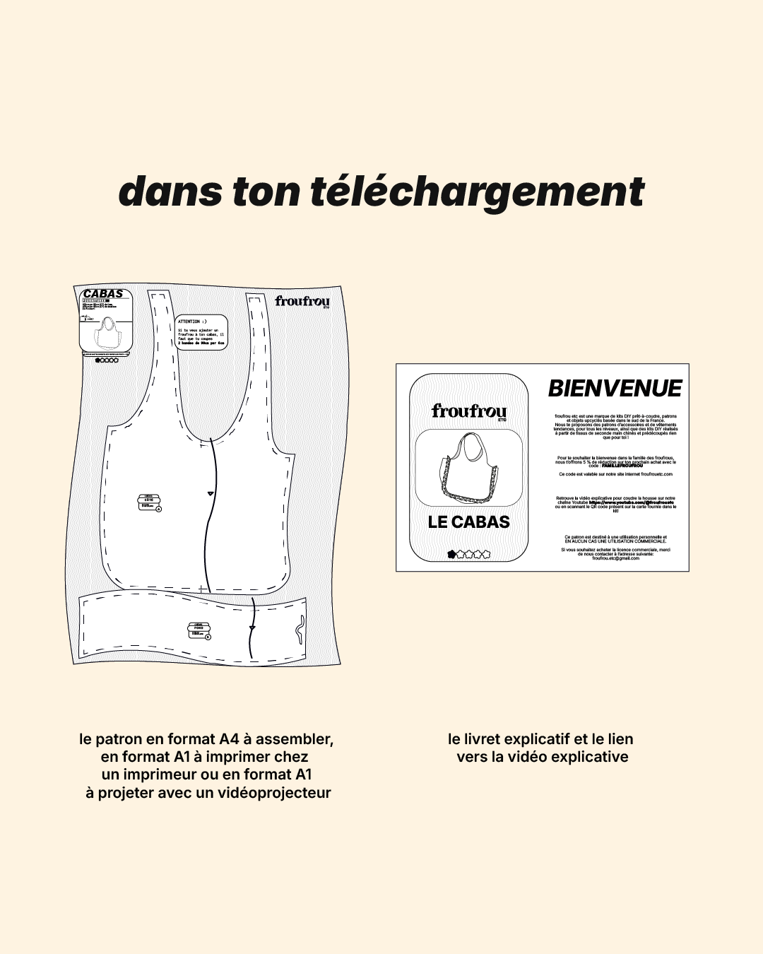 Patron "Le Cabas" à froufrou