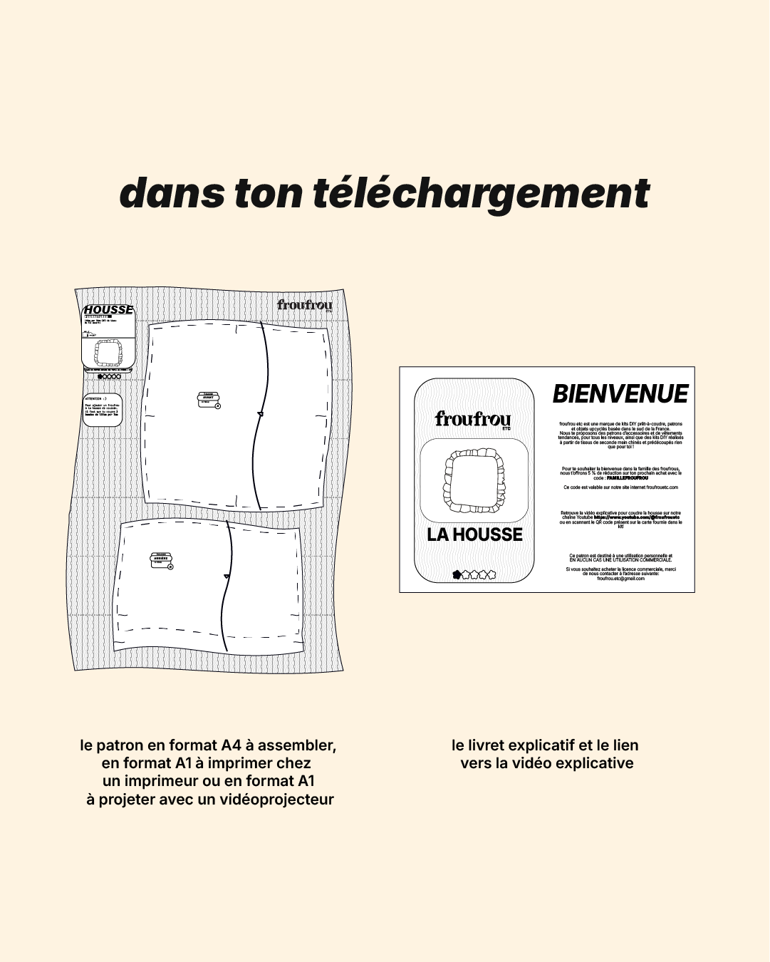 Patron Housse de coussin à froufrou