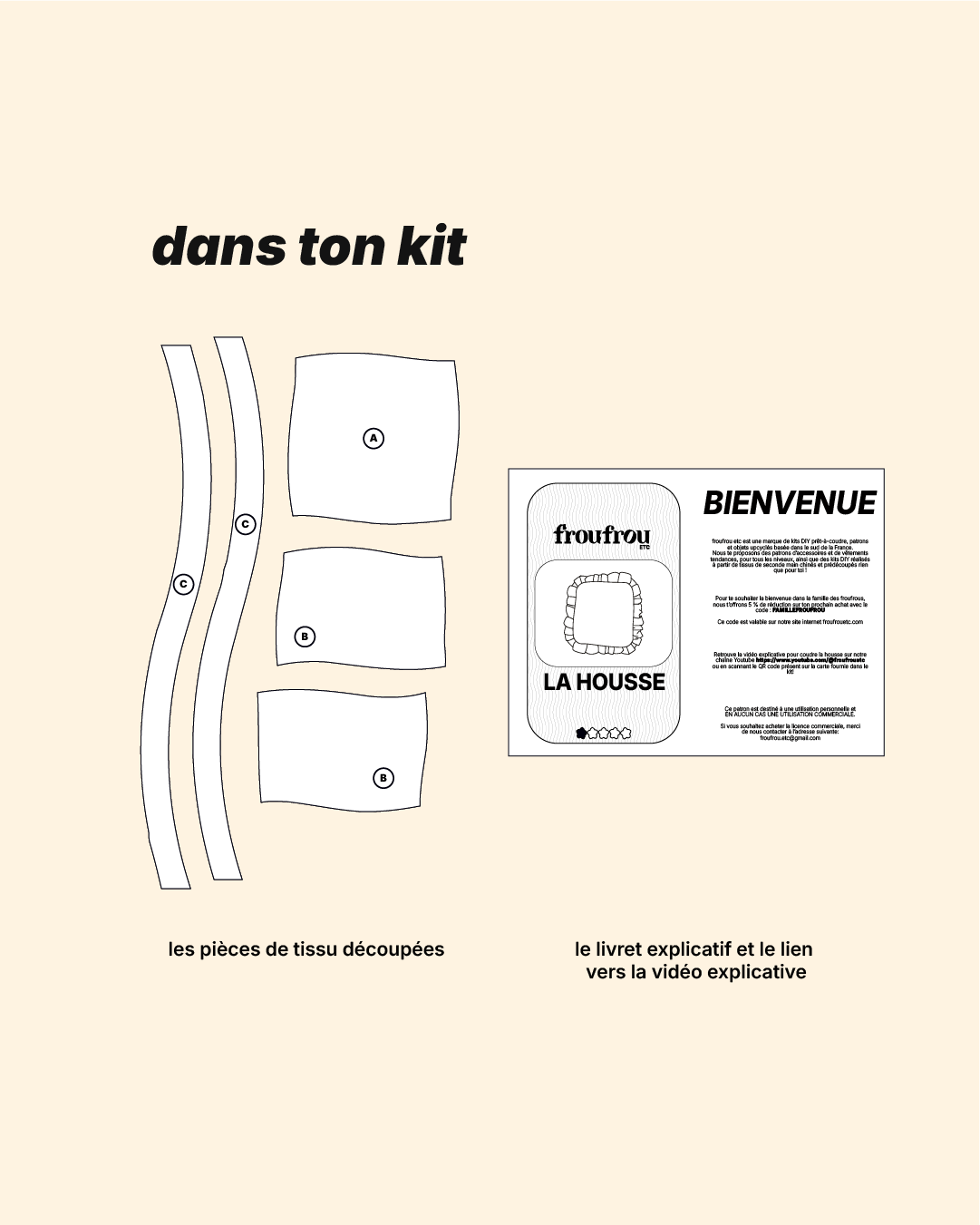 Kit couds ta housse de coussin à froufrou